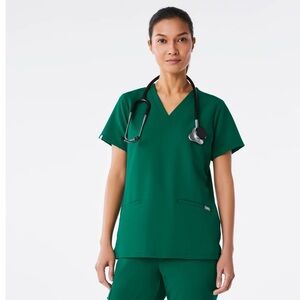 Figs Green Boxy Short Sleeve Top